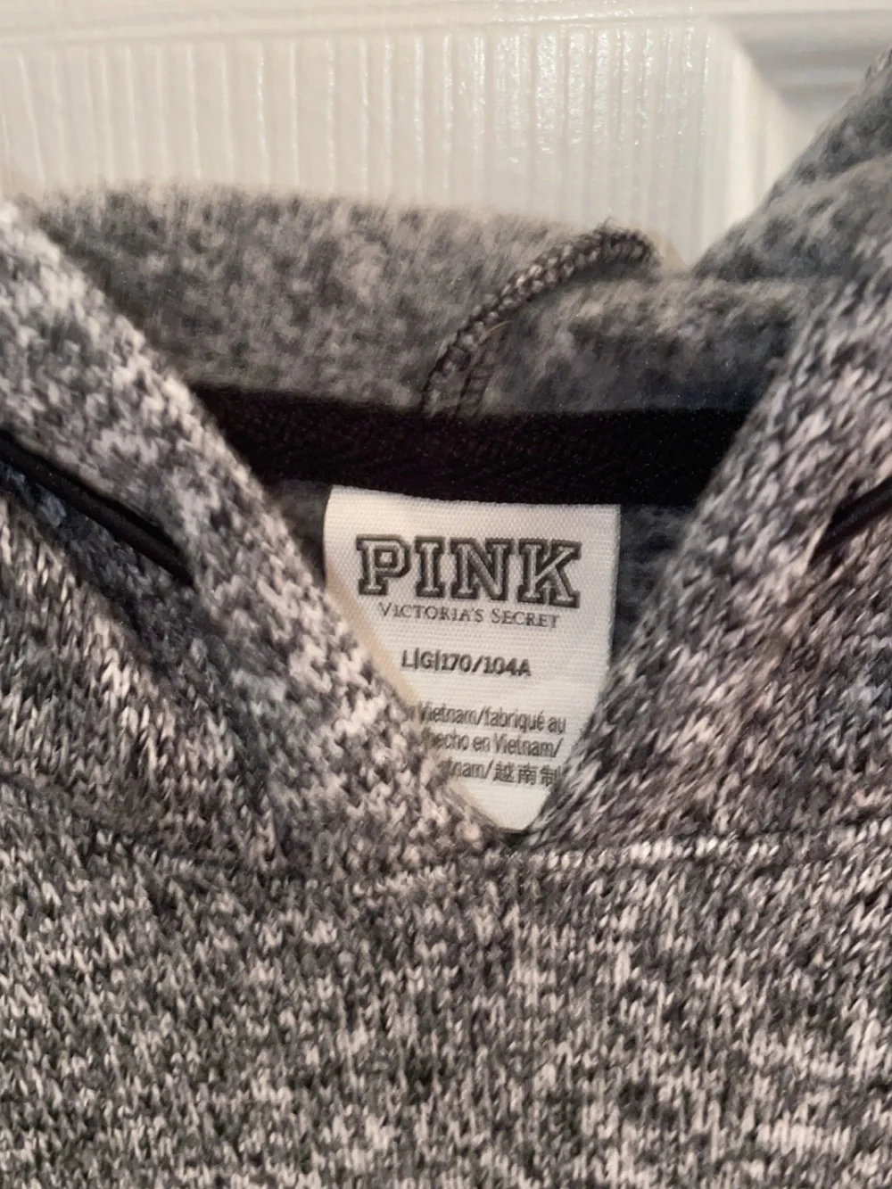 PINK Victoria's Secret Gray Marled Hooded Crew Sweater